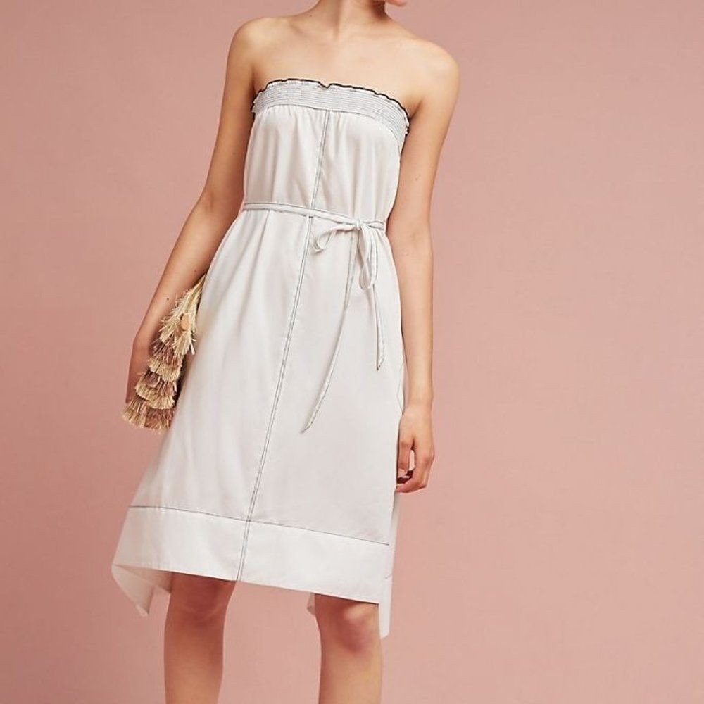 Anthropologie NEW TRACY REESE Strapless MISCHSA Dress White Pockets NWT $298 - Picture 2 of 16